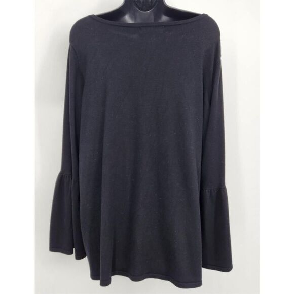 Philosophy Pullover Sweater Women's Plus Size 1X Black Bell Sleeves Embroidery - Picture 5 of 9